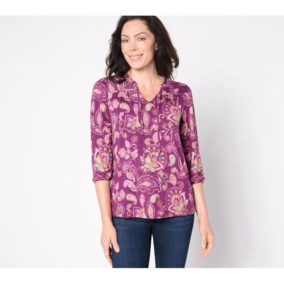 Belle by Kim Gravel Women's Top Plus Sz 2X Rayon Spandex Fall Purple A655255 - Picture 1 of 4